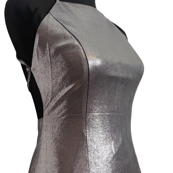 ABOUT US NWT Silver Halter Open Back Mini Dress, Size XS - Picture 7 of 14